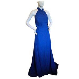 Blue Formal Halter Gown Prom Bridesmaid sz 10